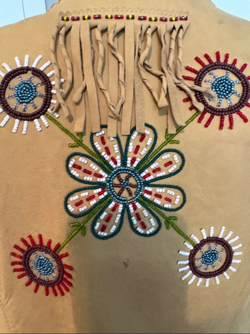 Double D Ranch Tan Suede Beaded Western Vest - Picture 3 of 13